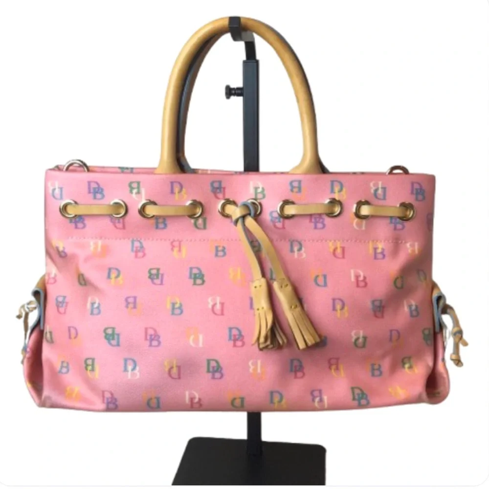 DOONEY BOURKE Pink Multicolor Rainbow DB Monogram Tote Shoulder Bag